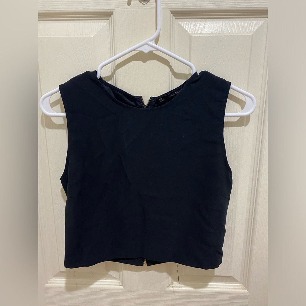 Zara Basic Zipper Back Top Size S